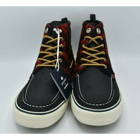 Sperry Mens Size 10 Bahama Black Red Checkered Waterproof Storm Boots STS23092 - Picture 8 of 11